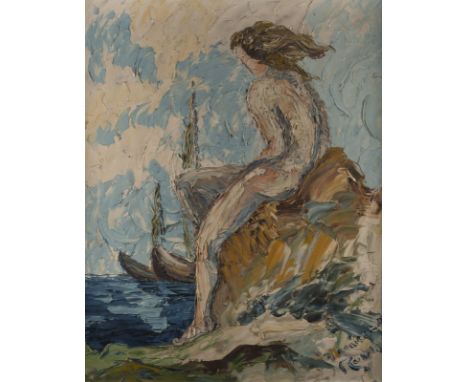 HANNO MÜLLER-RODIN1907 - 1987PAAR GEMÄLDE ('WEIBLICHER AKT AM MEER' / 'MARIA MIT DEM KINDE') Mischtechnik auf Leinwand bzw. a