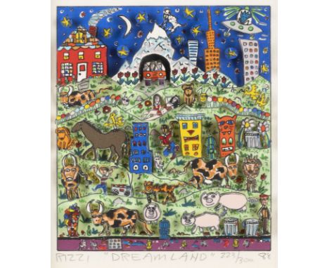 JAMES RIZZI1950 New York - 2011 ebenda'DREAMLAND' (1988) 3-D-Lithografie auf Papier. 14,5 x 13 cm (R. 40,5 x 30,5 cm). Unten 