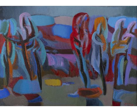 LEONARDAS TULEIKIS1939 Litauen - 2014'SONNENUNTERGANG' (1991) Öl auf Leinwand. 65 x 89 cm (R. 72 x 95,5 x 4 cm). Unten rechts