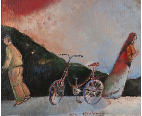 JONAS DANILIAUSKAS1950 Litauen'DAS GESPRÄCH' (1985) Öl auf Leinwand. 60 x 72,5 cm (R. 86 x 73,5 x 5 cm). Unten rechts signier