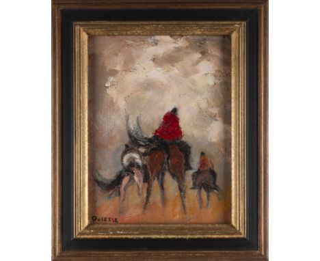 CLAUDE QUIESSE1938 Caen'LA GALOPPE' Öl auf Leinwand. 35 x 27 cm (R. 47,5 x 39,5 cm). Unten links signiert. Verso: Mit Etikett