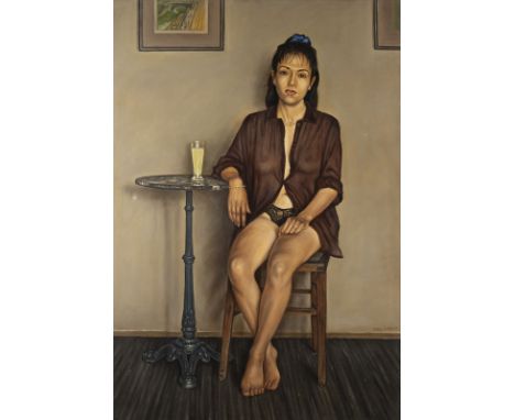 ALBIN SÄTTLER1927 Lauterbach, Tschechoslowakei - 1998 München'MÄDCHEN MIT LIMONADE' (1991) Öl auf Leinwand. 130 x 90,5 cm (R.