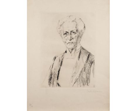 MAX LIEBERMANNBerlin 1947 - 1935'PORTRAIT SIEGFRIED OCHS' (1921) Kaltnadelradierung auf Bütten, mit Trockenstempel. DM 30,5 x