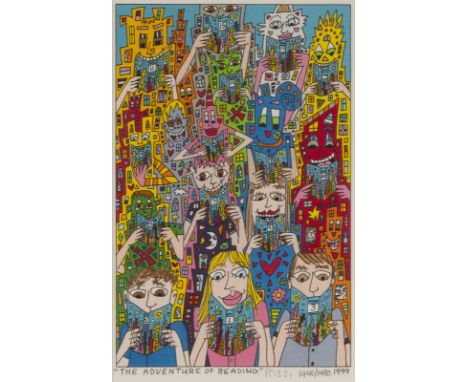 JAMES RIZZI1950 New York - 2011 ebenda'THE ADVENTURE OF READING' (1999) Farblithografie auf Karton. DM 19 x 12 cm, SM 20 x 13