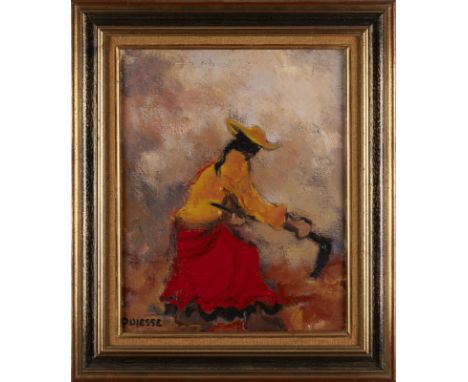 CLAUDE QUIESSE1938 Caen'BÄUERIN AUF DEM FELD' Öl auf Leinwand. 41 x 33 cm (R. 53,5 x 46 cm). Unten rechts signiert. Rahmen.
