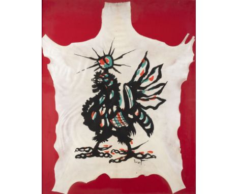 JEAN LURCAT1892 Bruyères - 1966 St. Paul de VenceGRAND COQ (c. 1960) Gouache auf Pergament. ca. 95 x 77 cm (R. 103 x 84 x 2,5