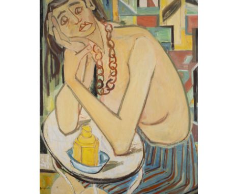 FRANZISKUS DELLGRUEN1901 Köln - 1984 BerlinSITZENDER DAMENAKT Öl auf Leinwand. 85 x 71,5 cm (R. 86 x 72,5 x 3 cm). Unten link