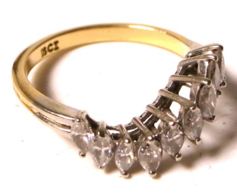 An eleven stone marquise diamond ring, size M, approx weight 3.3g.