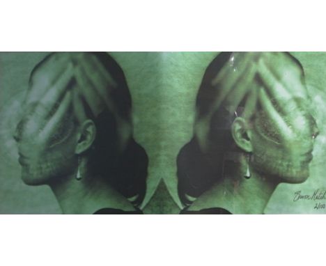 SHARON MUTCH; a limited edition photographic print depicting the profile portrait of a young lady with hands, signed by the a