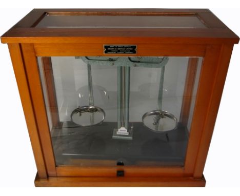 A cased set of chemical scales by Griffin & George, complete with a cased set of weights (2).