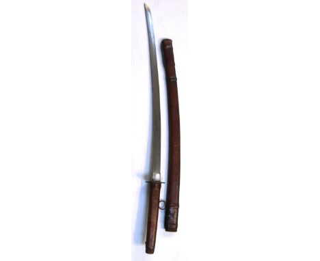 A WWII period Japanese officers Gunto sword with leather scabbard. 