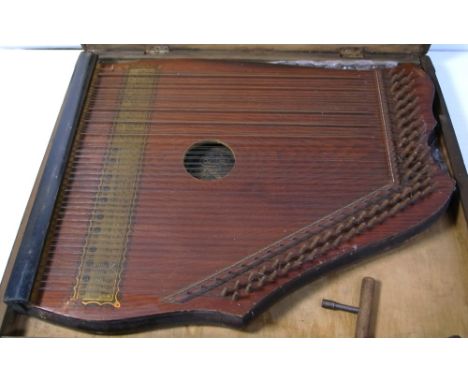 A boxed zither harp.