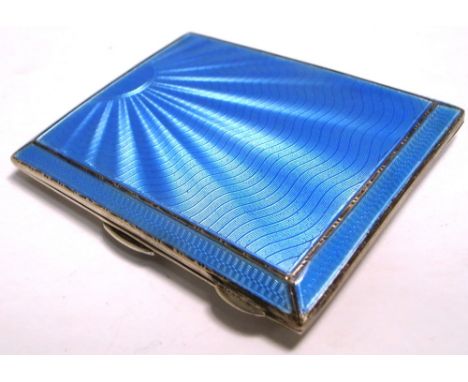 A George V hallmarked silver and blue guilloché enamel cigarette case, Birmingham 1935, approx weight 3.2ozt. CONDITION REPOR