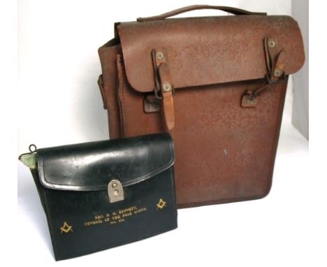 An S.E.N. Limited leather railway type bag dated 1943 and inscribed T.L 14076 and a Mason's leather bag with enclosed sash in