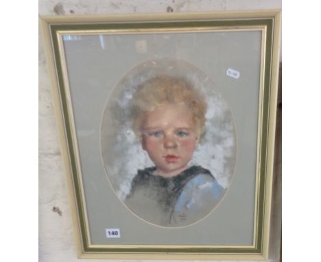 Dennis FROST, an original pastel painting portrait of a young child with curly hair, as reproduced in 'Capturing Personalitie