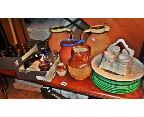 Earthenware pottery jugs, vintage glass tealight holders, stoneware jugs etc