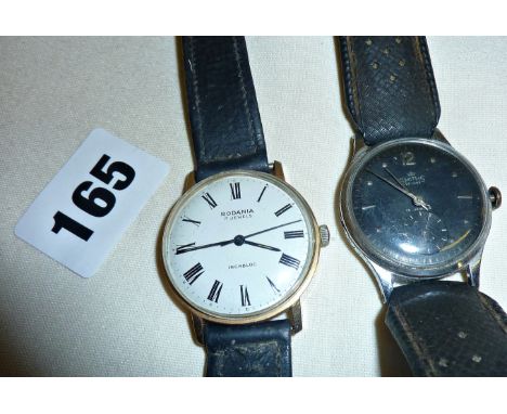Two vintage gentleman's wrist watches, a Smiths Deluxe with black face, c. 1950's and a Rodania