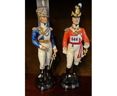 Royal Worcester figures: Officer of the 29th Foot (Worcestershire Regiment) and Officer of the 17th Light Dragoon Guards, bot