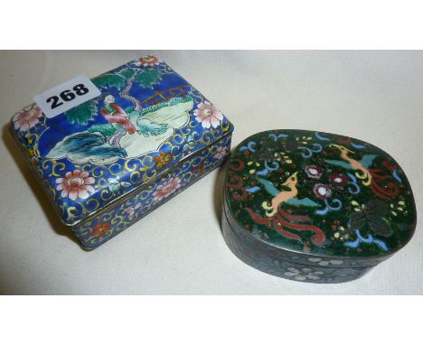 Chinese enamel box and a Cloisonné box