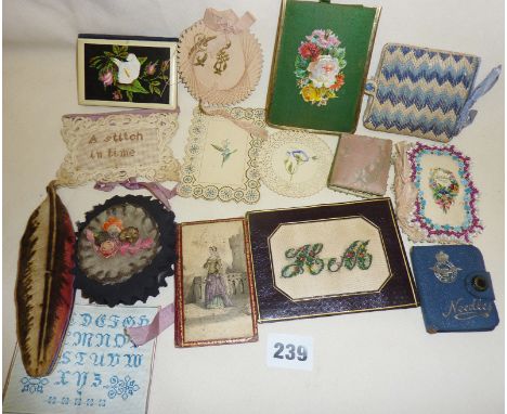 Antique and vintage sewing items, needle cases etc