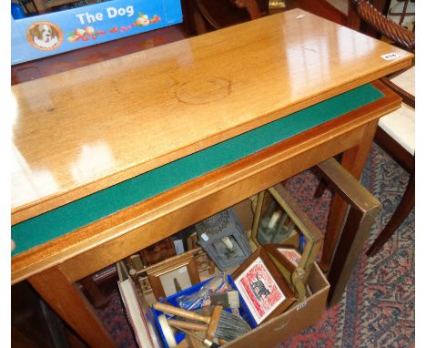 Late Victorian light oak fold over card table