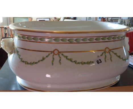 Victorian Spode Copelands china foot bath, with acanthus leaf and swag decoration (A/F) 