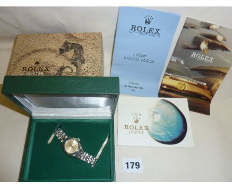 Vintage 1980s ladies Rolex watch with all original packaging, receipt, guarantees, booklets etc. In excellent condition