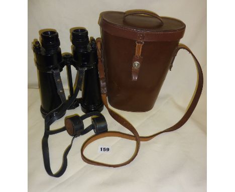 WW2 Royal Navy binoculars by Barr &amp; Stroud, model 1900A, with military arrow mark complete with the leather lens cover an