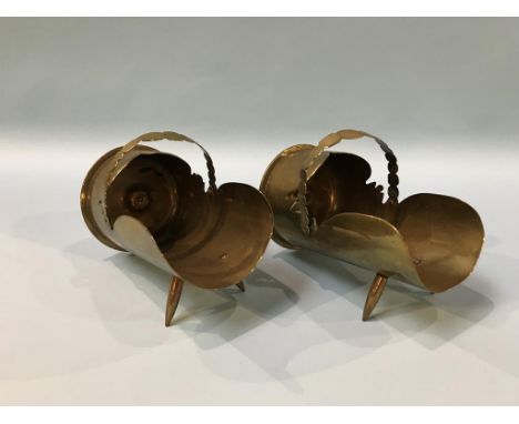 Two brass trench art shell case sugar scuttles, Arras 1917, Somme 1916
