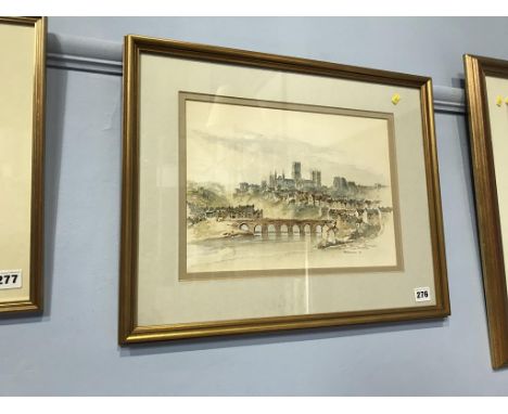 Thomas Wilkinson, watercolour, signed, dated **83 'Durham from the North East', 25 x 35cm