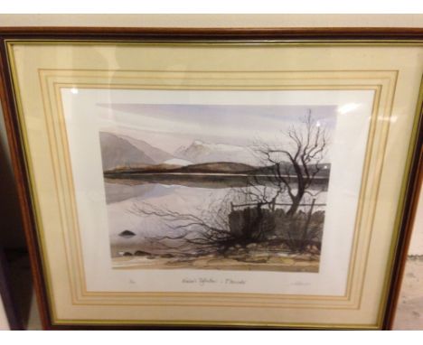 A framed & glazed Limited Edition signed print 'Winters Reflections - Elterwater Lake District'. Signed in pencil 5/500 by Ge