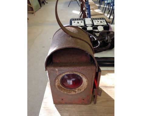 Vintage red road/railway lamp.