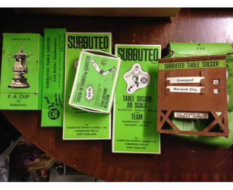 2 boxed 1970s Subbuteo heavy weight teams, #77 Wolves & #7 West Ham, boxed with 2 scoreboards.