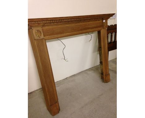 A pine fire surround-shelf. 137cm long.