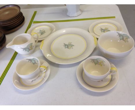 A 1930's Grays Pottery "tea for two" comprising 2 cups and saucers, 2 tea plates, sandwich plate, sugar bowl and milk jug wit