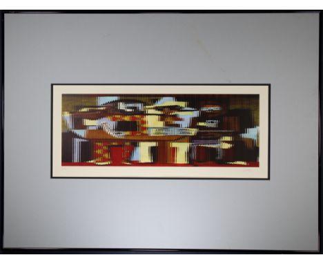 In the Manner of Yaacov Agam, Signed Lithograph Lithograph. Indistinctly signed and numbered 40/90 in lower margin. Image siz