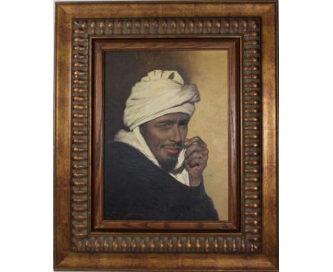 Antonio (Anthony) Godoy (Mexico, Brazil, 20th century) Orientalist style Portrait of a Moroccan Man. Oil on canvas. Signed an