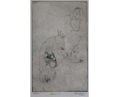 '67 Abstract Etching, Signed in lower portion. Image size: 9 x 5.5 inches.