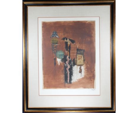 Johnny Gotthard Friedlaender (1912 - 1992) Large colored etching composition. Signed lower right. Numbered (45/95) lower left