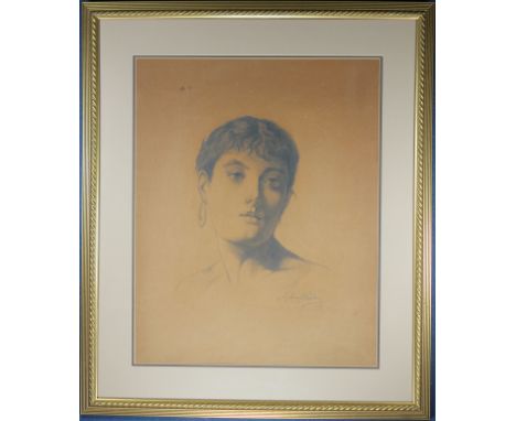 1896 Portrait of an Orientalist Woman, Signed. "R. Irving Charlton" Signed and dated (1896) lower right. Sight Size: 19 x 15 