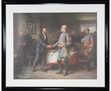 Framed Print of General Lee. Sight size: 15 x 19.5 in. Overall Size: 21 x 25 in. Framed behind glass.