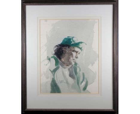 John Runions (Early 20th C.) Portrait of a man. Watercolor/paper. Signed lower left. Sight Size: 16 x 12 in. Overall Size: in
