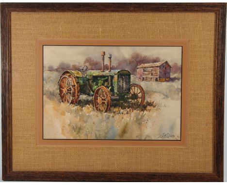 Veeder, Vintage Watercolor of a Tractor. Signed and dated ('77) lower right. Sight Size: 7 x 11 in. Overall Size: in.