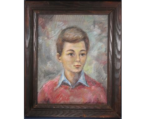 American School, 20th C. Portrait of a Boy. Oil on canvas. Appears to be unsigned. Sight size: 19.5 x 15.5 inches.