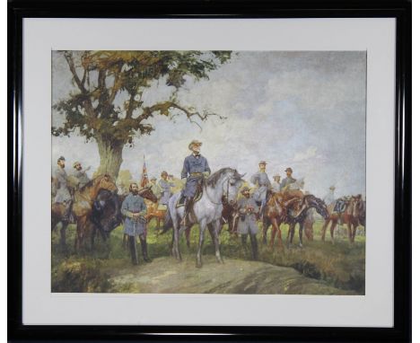 Framed Print of General Robert E. Lee. Image size: 14.5 x 19.5 in. Overall Size: 21x 25 in. Framed behind glass.