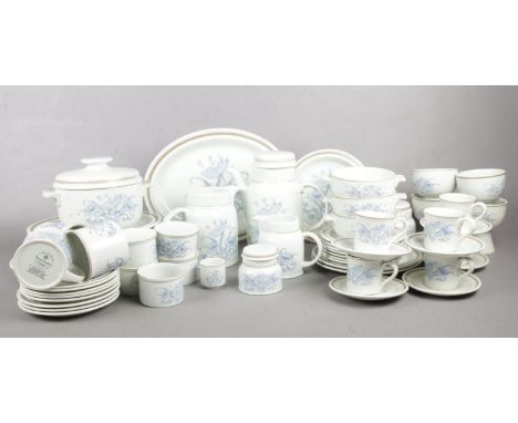 A quantity of Royal Doulton stoneware 'Inspiration'. coffee cups/saucers, plates, serving platters, sugar bowl, coffee pot, c