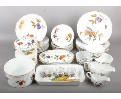 A Comprehensive Royal Worcester Evesham Dinner Service, including Serving Dishes, Lidded Tureen and Plates.  