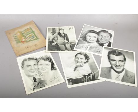 A group of vintage film star photographs. Gary Cooper, John Boles etc. To include a Henry Kensitas Cigarettes trading cards/A