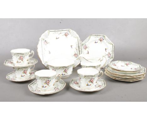 A Fenton Web part tea set. cups/saucers, milk jug, sugar bowl, side plates etc  