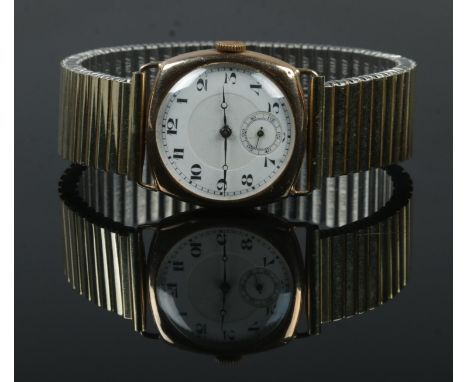 A vintage gents 9ct gold manual wristwatch.  